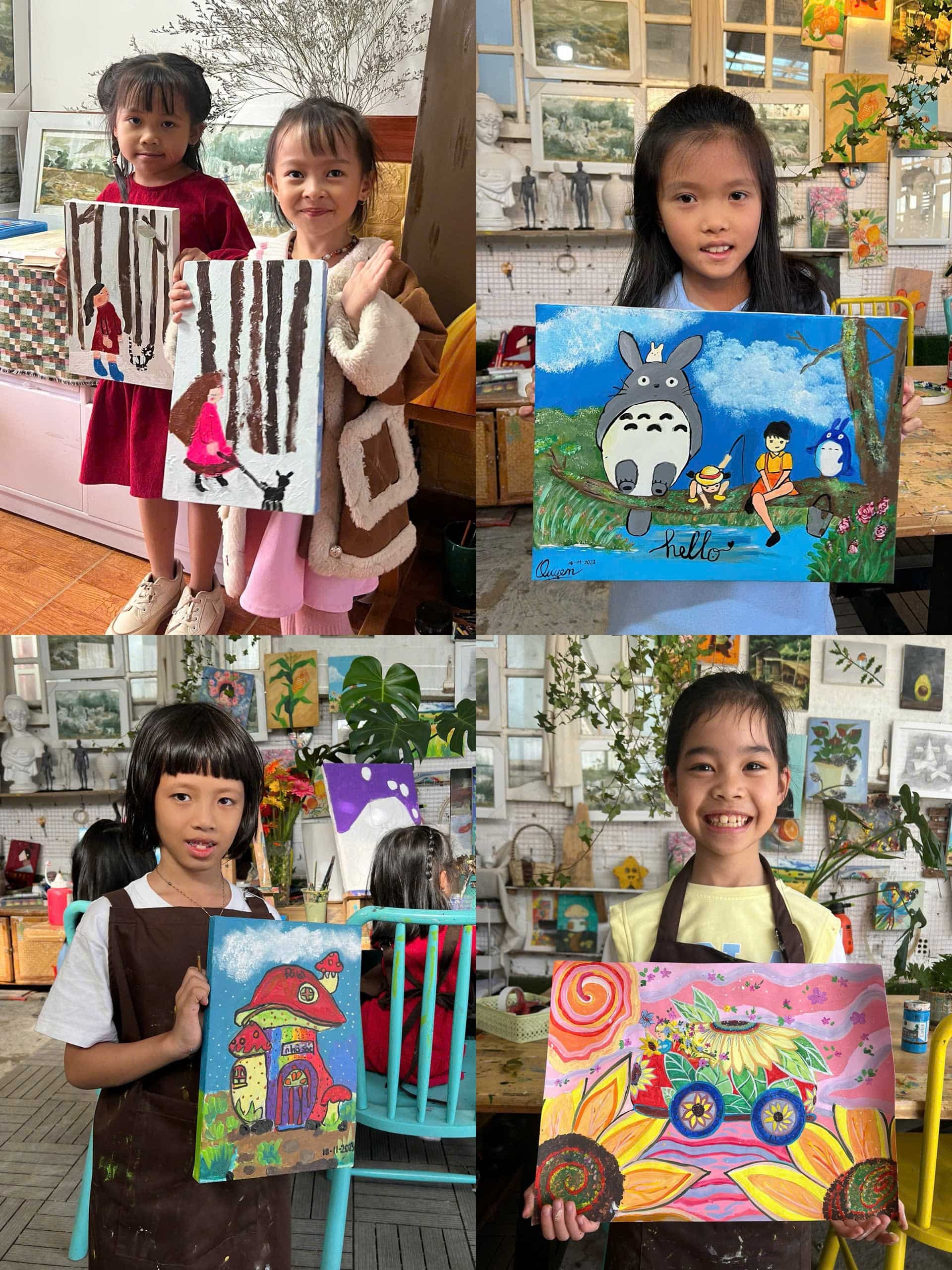 Những nét vẽ hồn nhiên đầy màu sắc của học viên lớp vẽ Cọ Xù