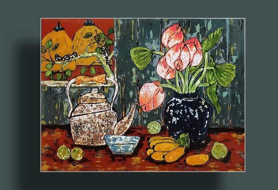 Tác phẩm “Trên bàn” được hoạ sĩ sáng tác năm 2023