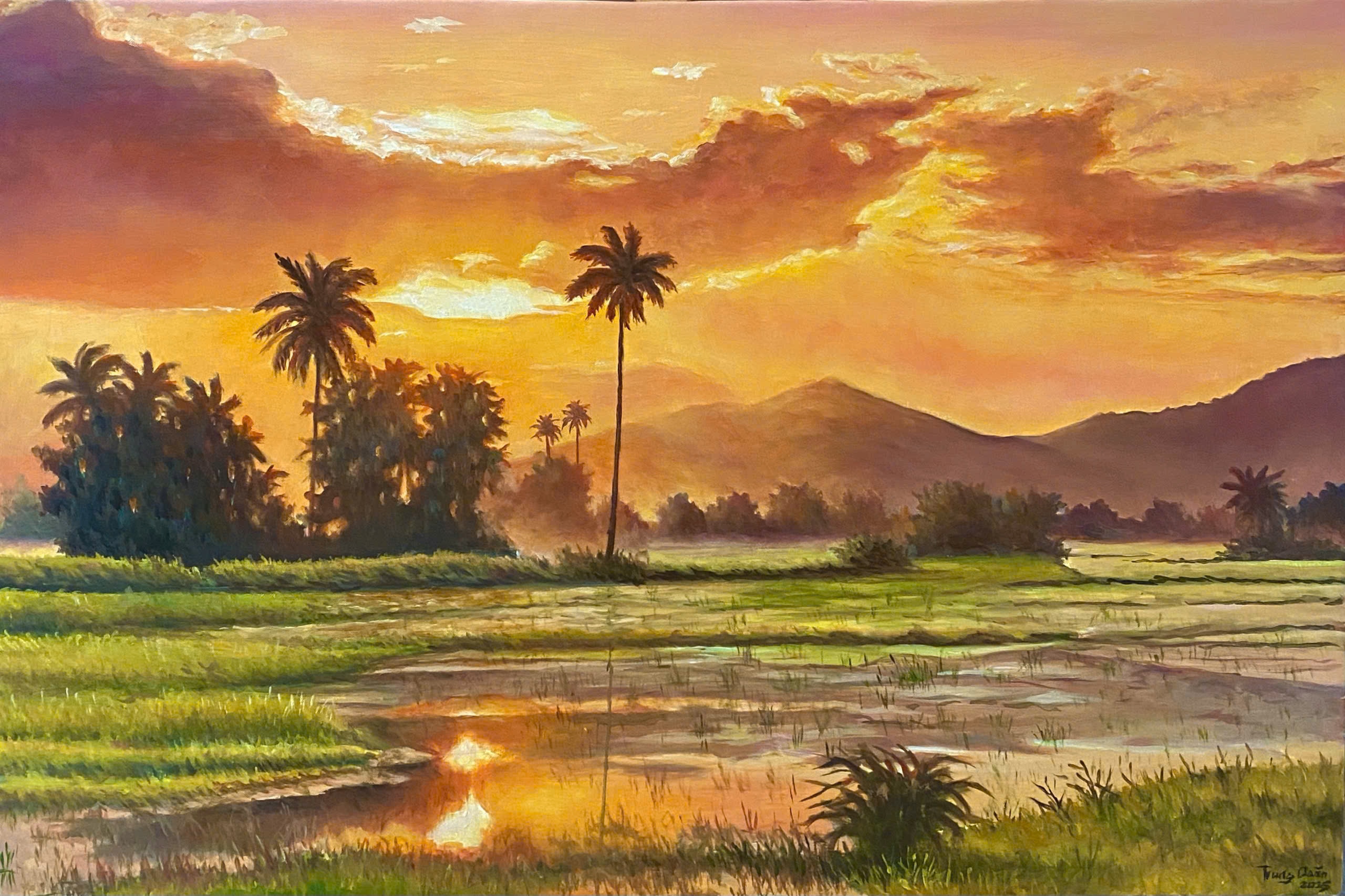 Mỗi bức tranh trong series tranh nông thôn của Doãn Văn Trung là một ‘lối về’ của ký ức.