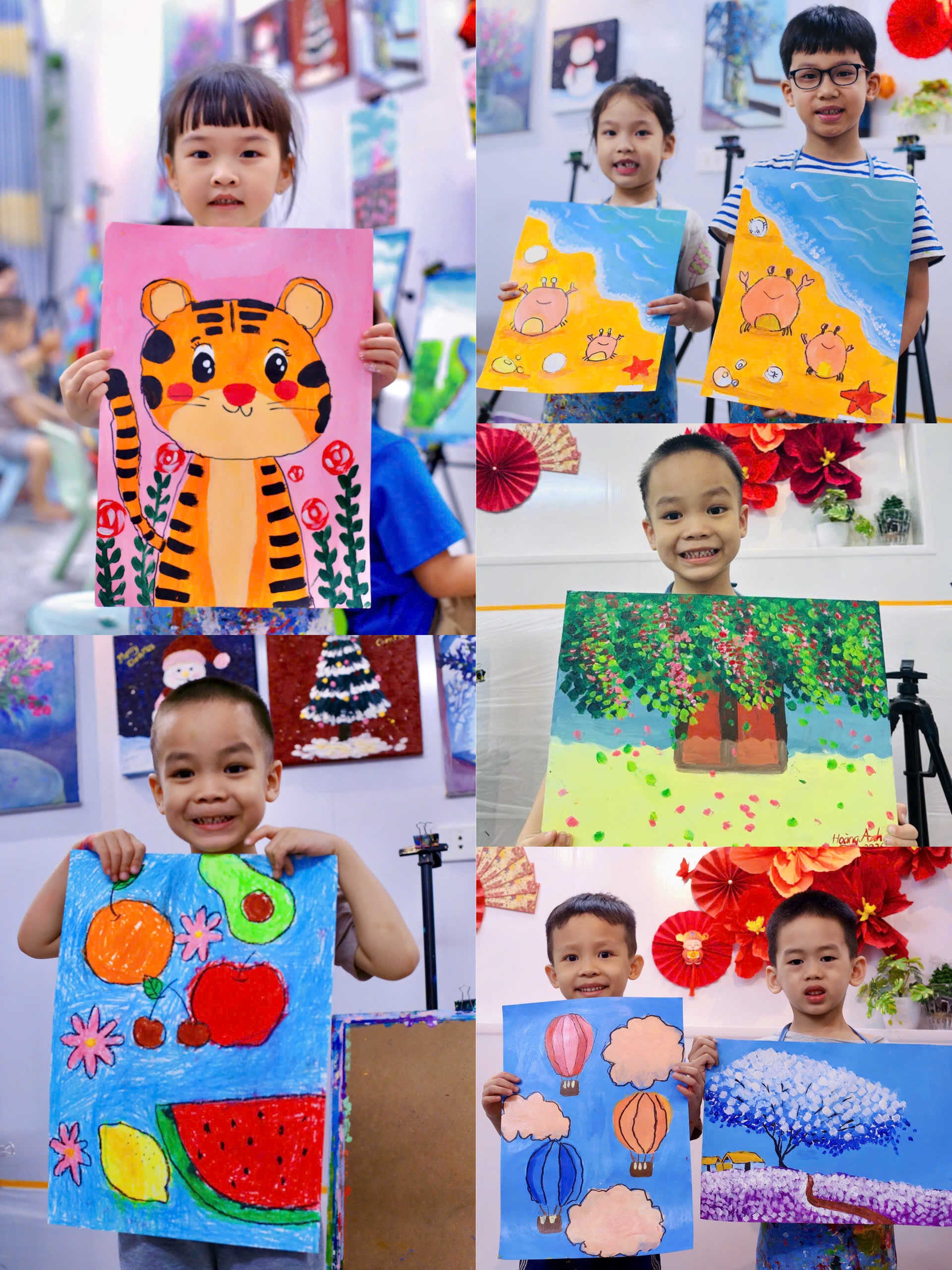 Những hoạ sĩ nhí và những nụ cười xinh sau mỗi giờ học tại Xưởng vẽ Sơn Tùng Art